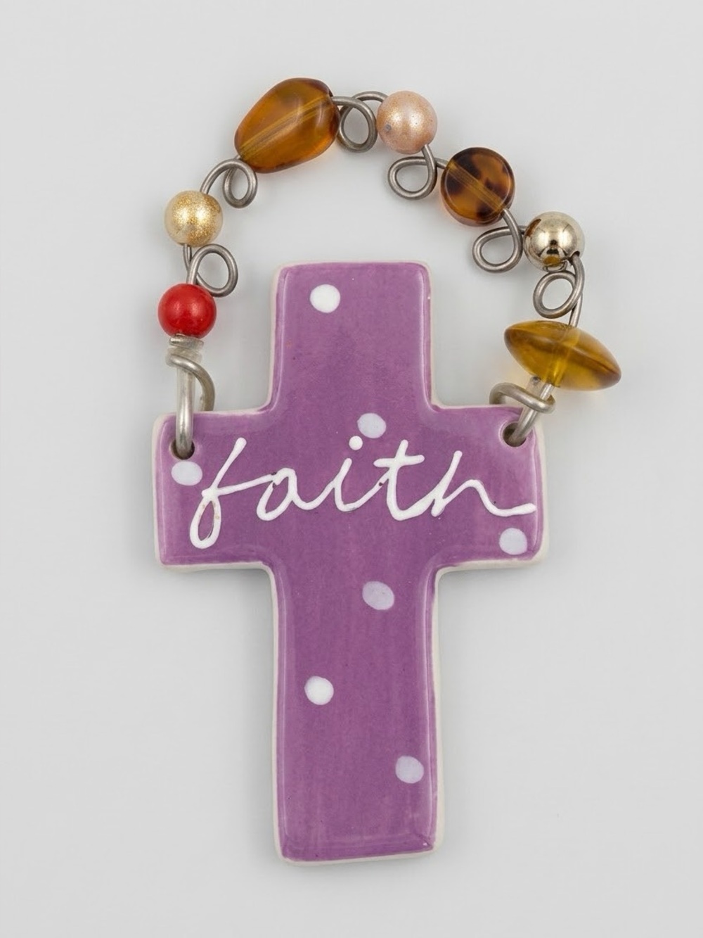 Sandra Magsamen Department 56 Ceramic "Faith" Cross Beaded Wall Decor